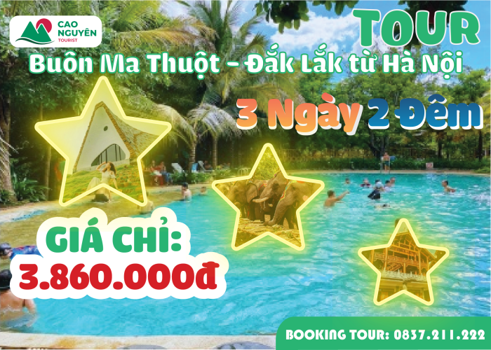 Tour Buôn Mê Thuột - Đắk Lắk từ Hà Nội [Trọn Gói 3 ngày 2 đêm + Máy Bay]