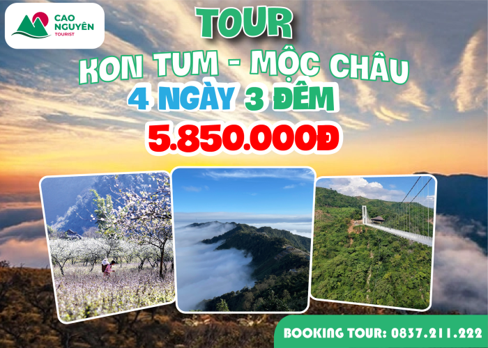 Tour khởi hành từ Kon Tum đi Mộc Châu 4 ngày 3 đêm